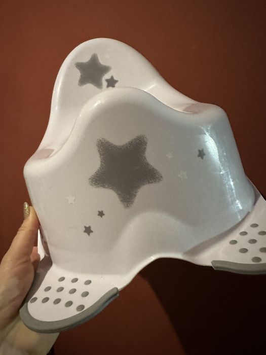 Nocnik plastikowy keeper 38x27x23,5cm dziecięcy biały w szare gwiazdki