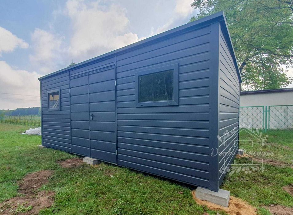 Schowek Domek Ogrodowy 6x2,5m  Drzwi 3x okno Antracyt  ID562