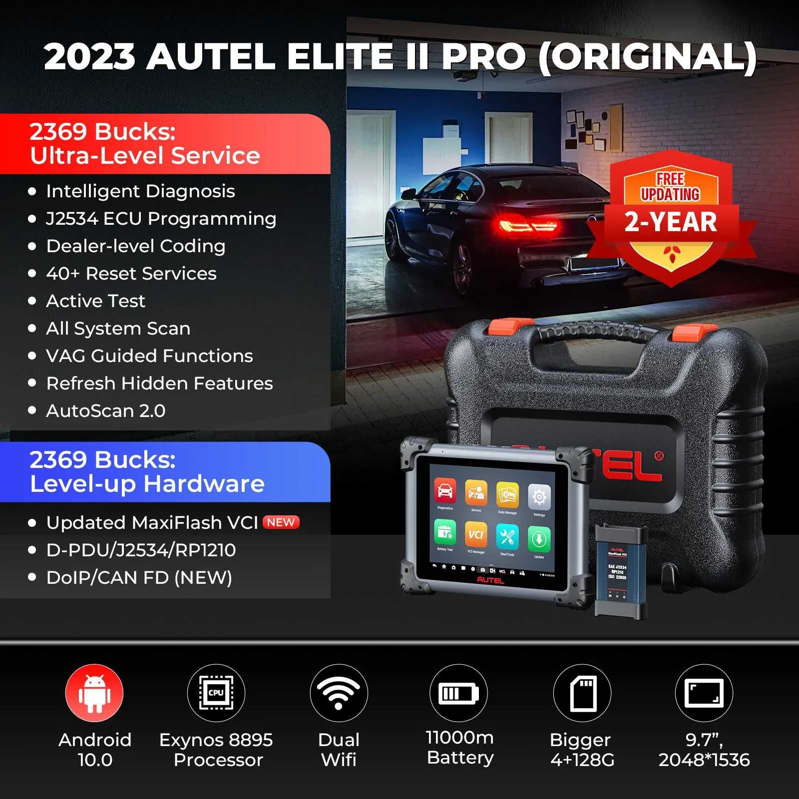 Autel MaxiSys MS Elite II PRO KIT+40 Funções Programação Online (NOVO)