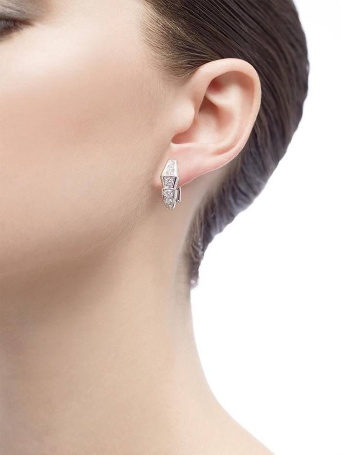 Золотые Серьги в стиле BVLGARI 1:1 Serpenti с бриллиантами 1.20ct