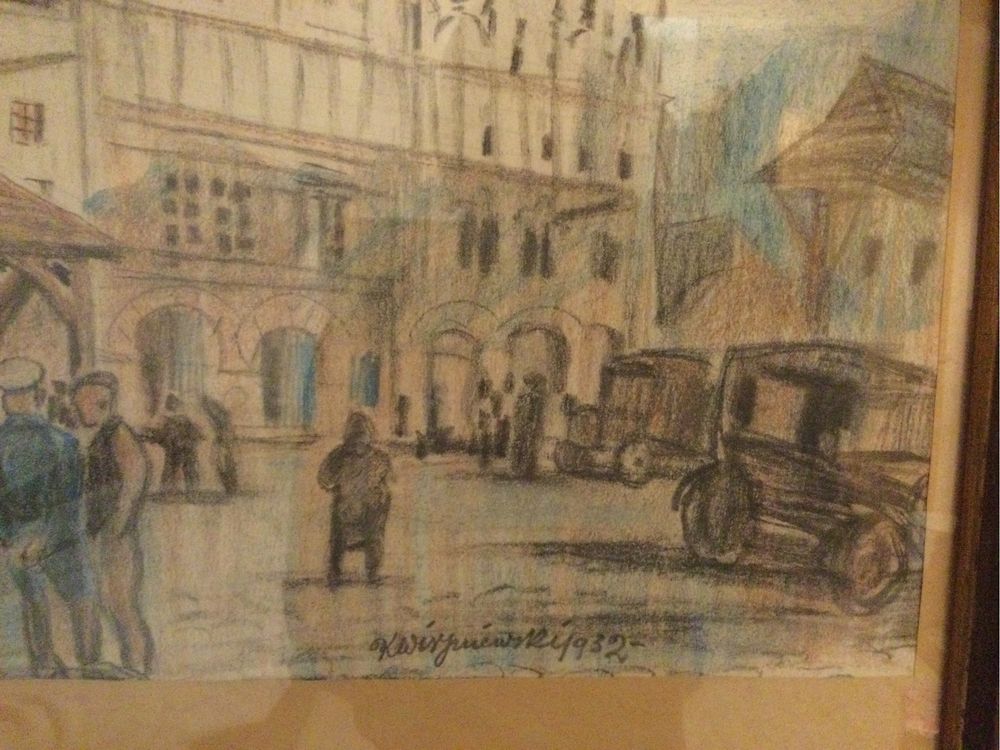 Kazimierz Dolny 1932 r,Kazimierz Wiszniewski,obraz,pastel,oryginał.