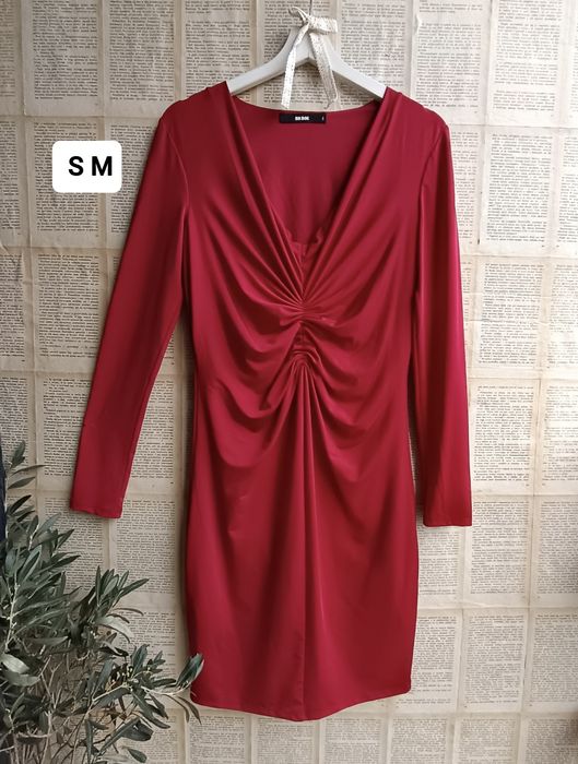 Sukienka S M biust 45x2 Bik Bok bordowa impreza