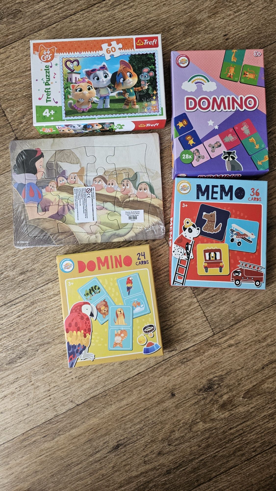 Zestaw puzzle bluey , koty, memo domino
