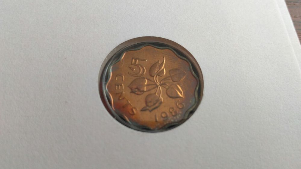 Koperta numizmatyczna Swaziland 5 Cents 1986