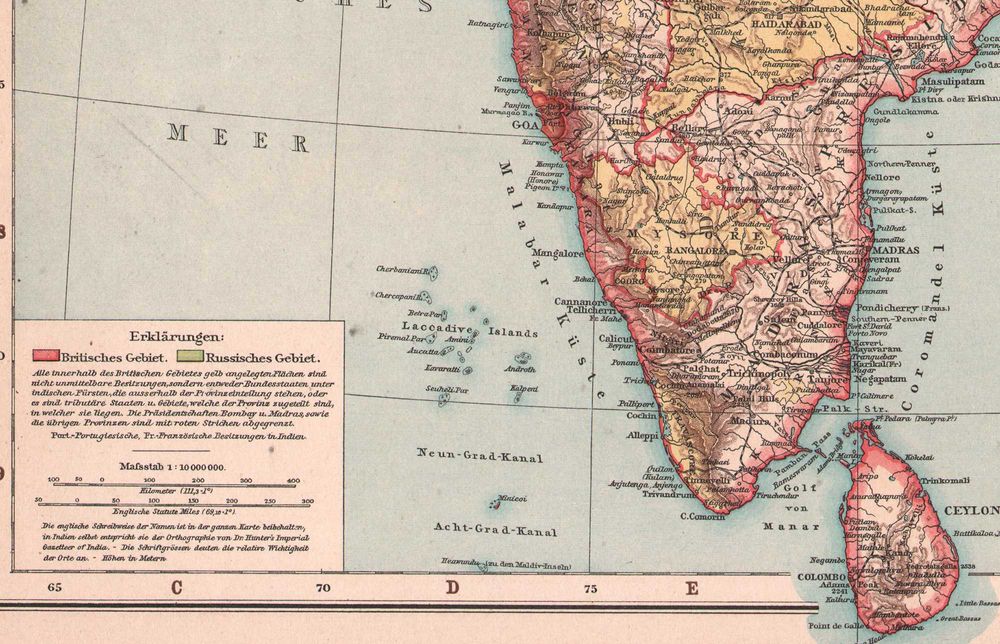 Indie Tybet Himalaje Nepal Cejlon Stara mapa 1893 r. oryginał