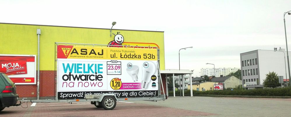 Reklama mobilna, przyczepa reklamowa, mobil reklamowy, przyczepka rekl