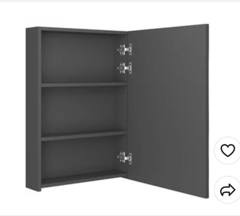 łazienkowa z lustrem i LED, szara, 50x13x70 cm