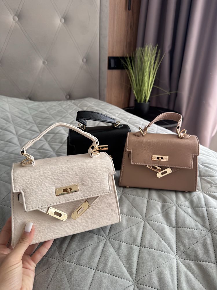 Сумочка жіноча біла чорна бежева hermes kelly ермес хермес