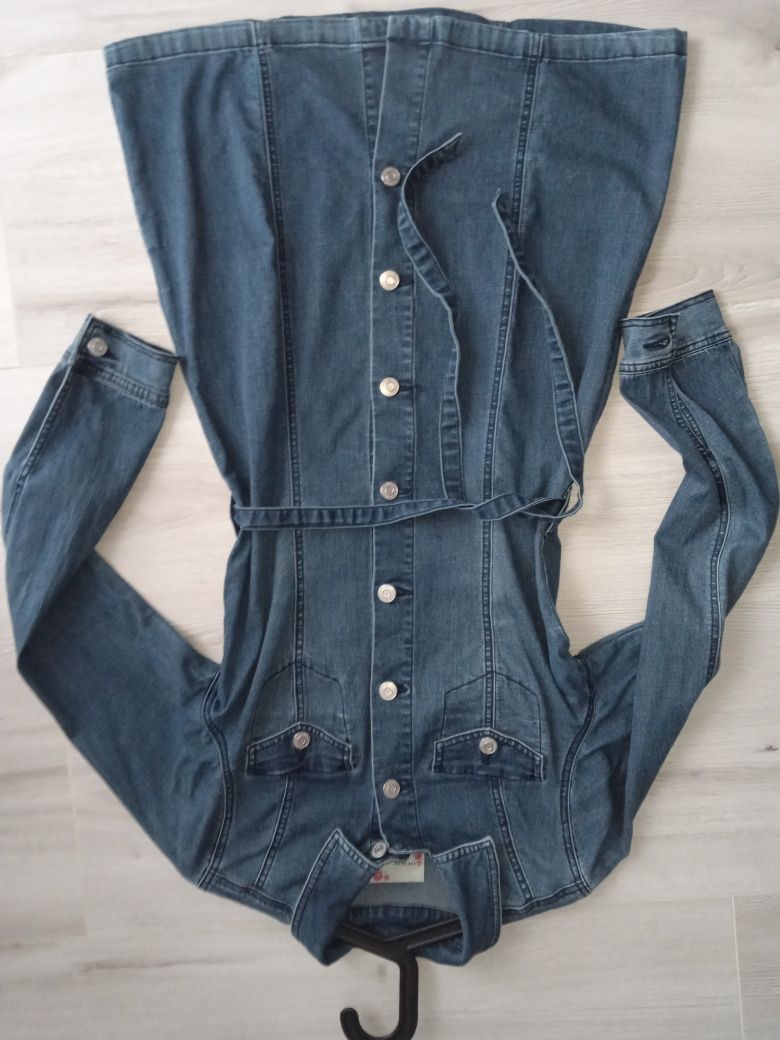 S/M sukienka jeansowa Orsay szmizjerka z paskiem jeans