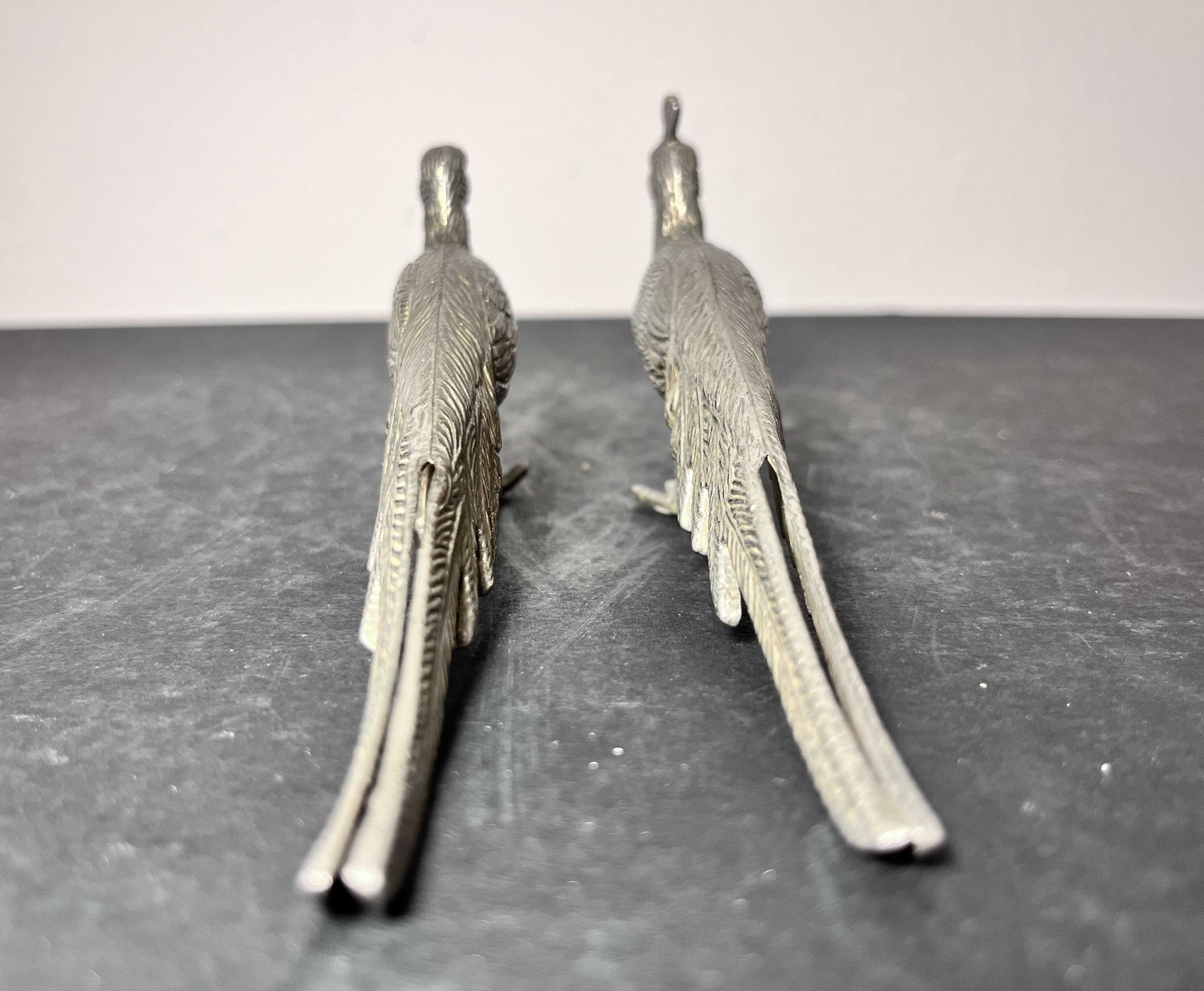2x paw- figurki metalowe platerowane! Retro para pawi małych!