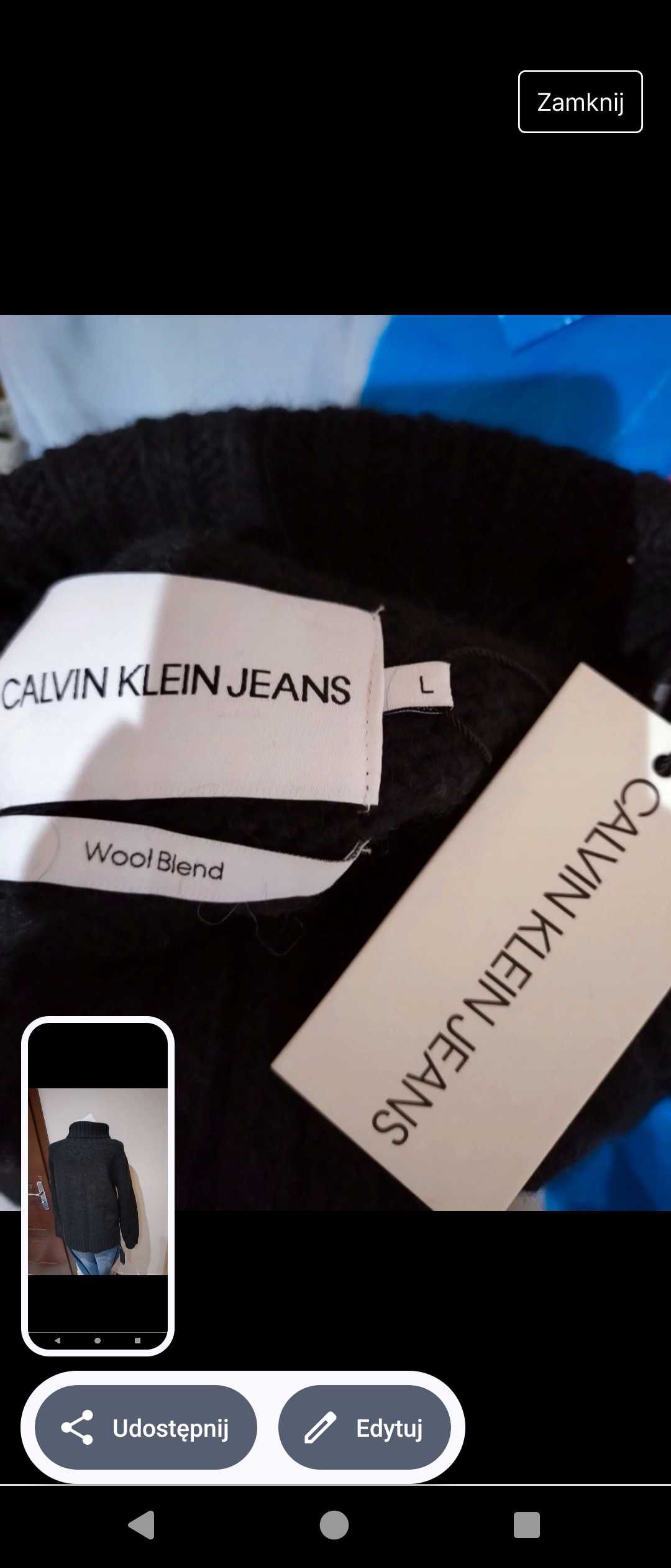 Calvin klein gruby  bardzo sweter.cieply