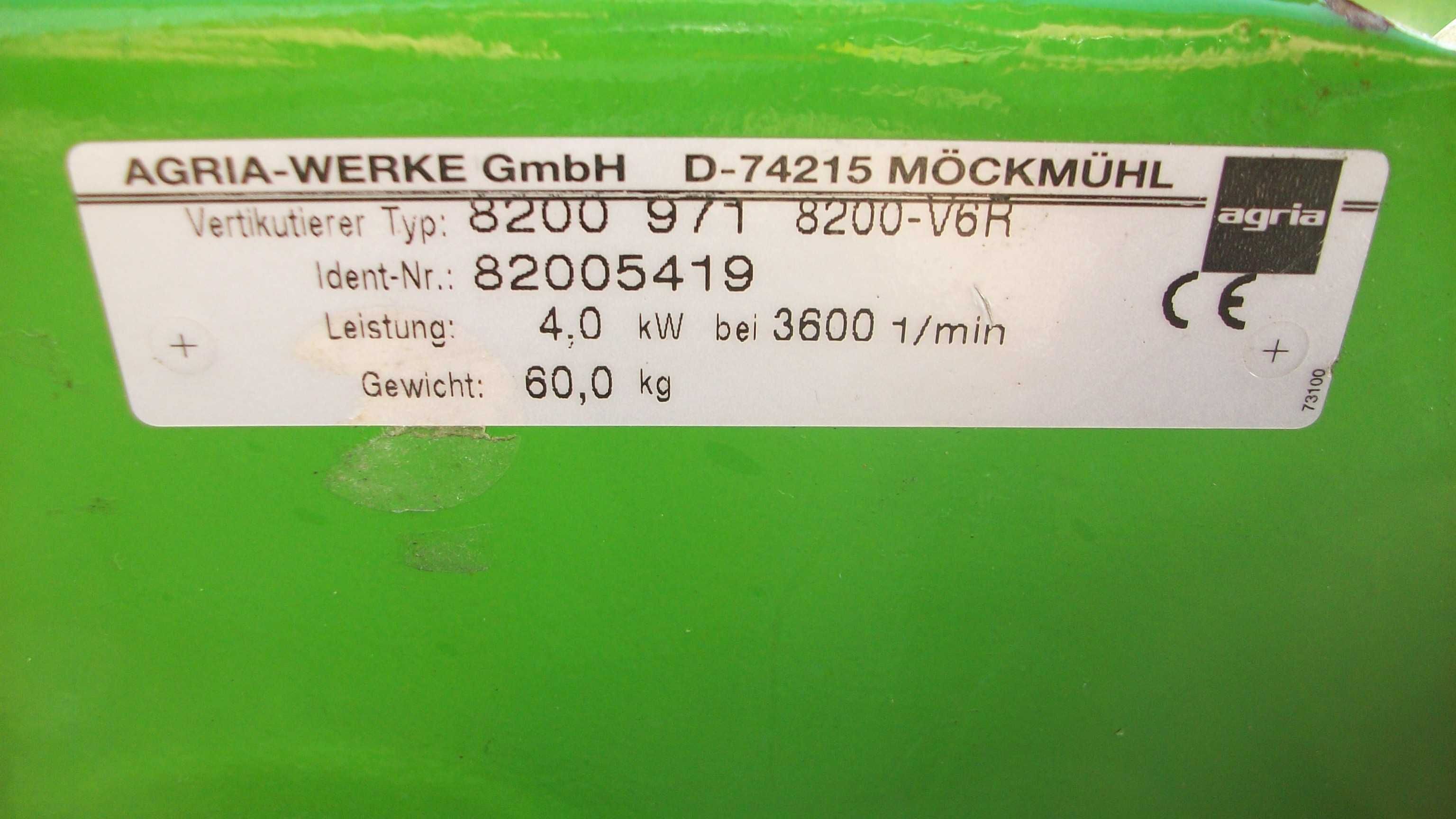 wertykulator Profi napęd noże przeciwbieżne - Agria 8200-V6R - Okazja!