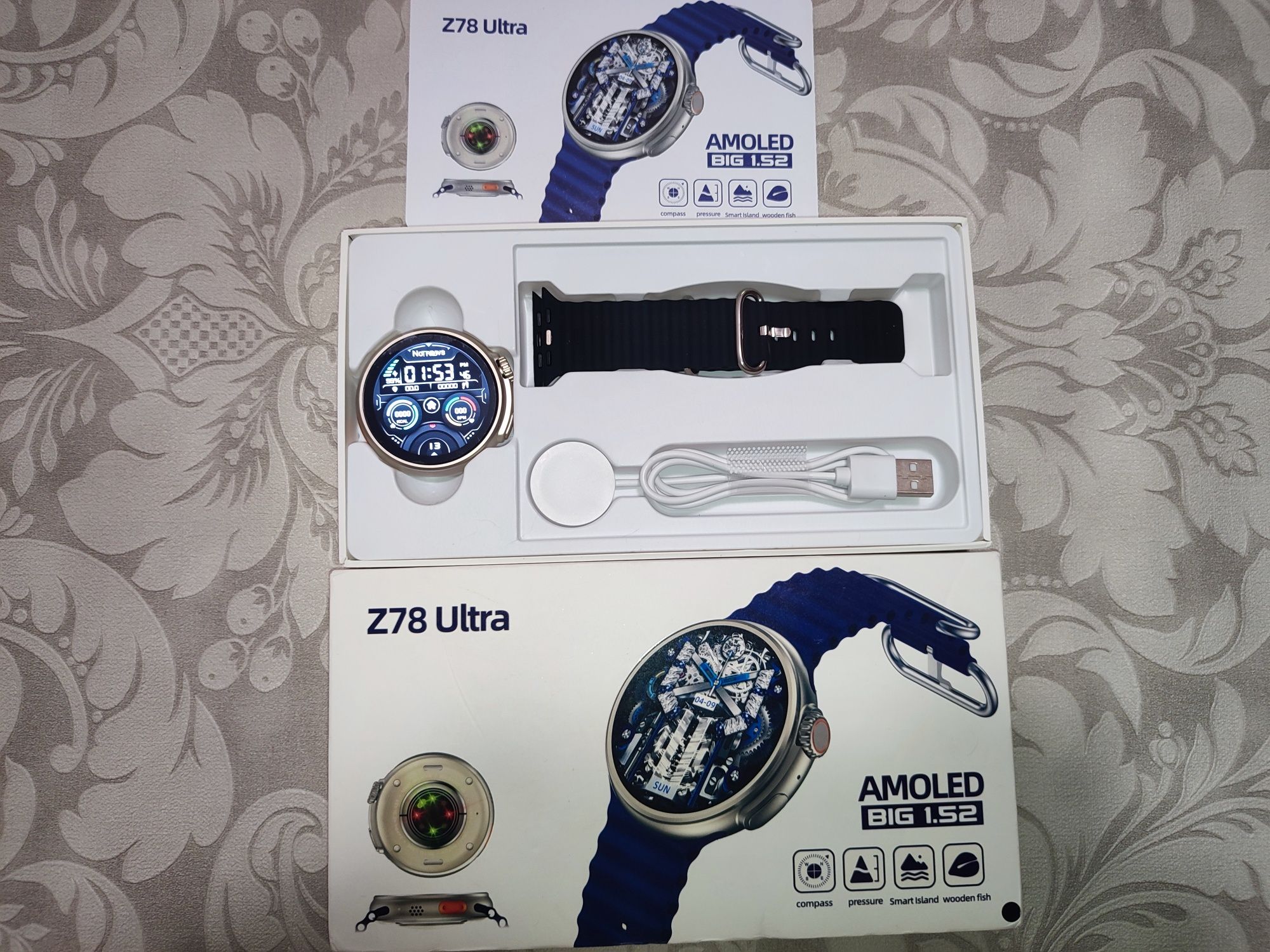 Смарт часы с компасом Z78 ultra , давление, пульс, ДПС, высота