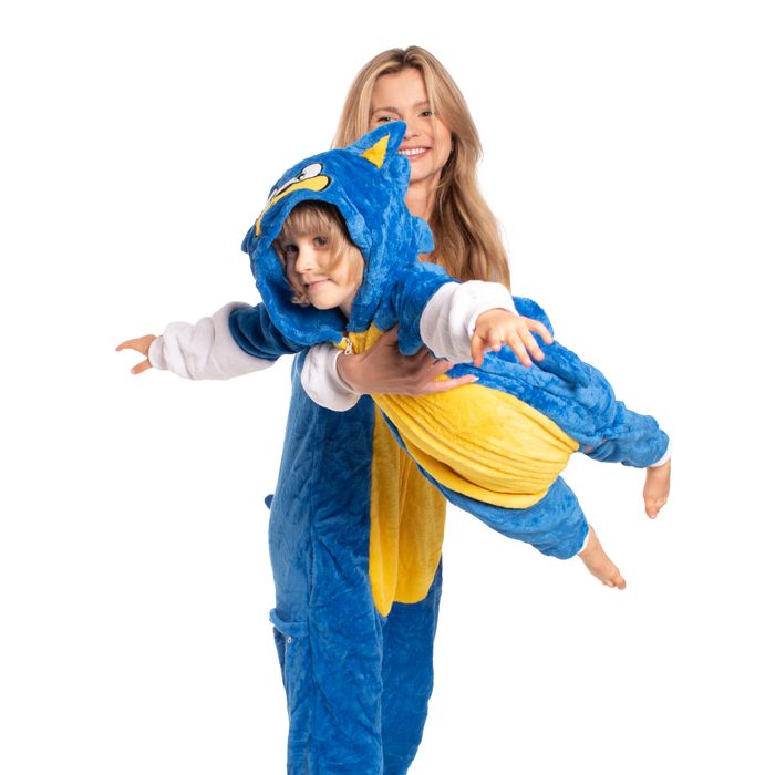 Piżama Damska Kigurumi Onesie Kostium Sonic Niebieski 175-185 cm XL