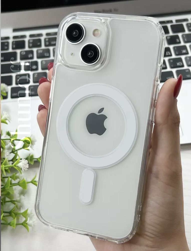 Чехол на айфон с MagSafe прозрачный iPhone  10 > 15 Pro Max Усиленный