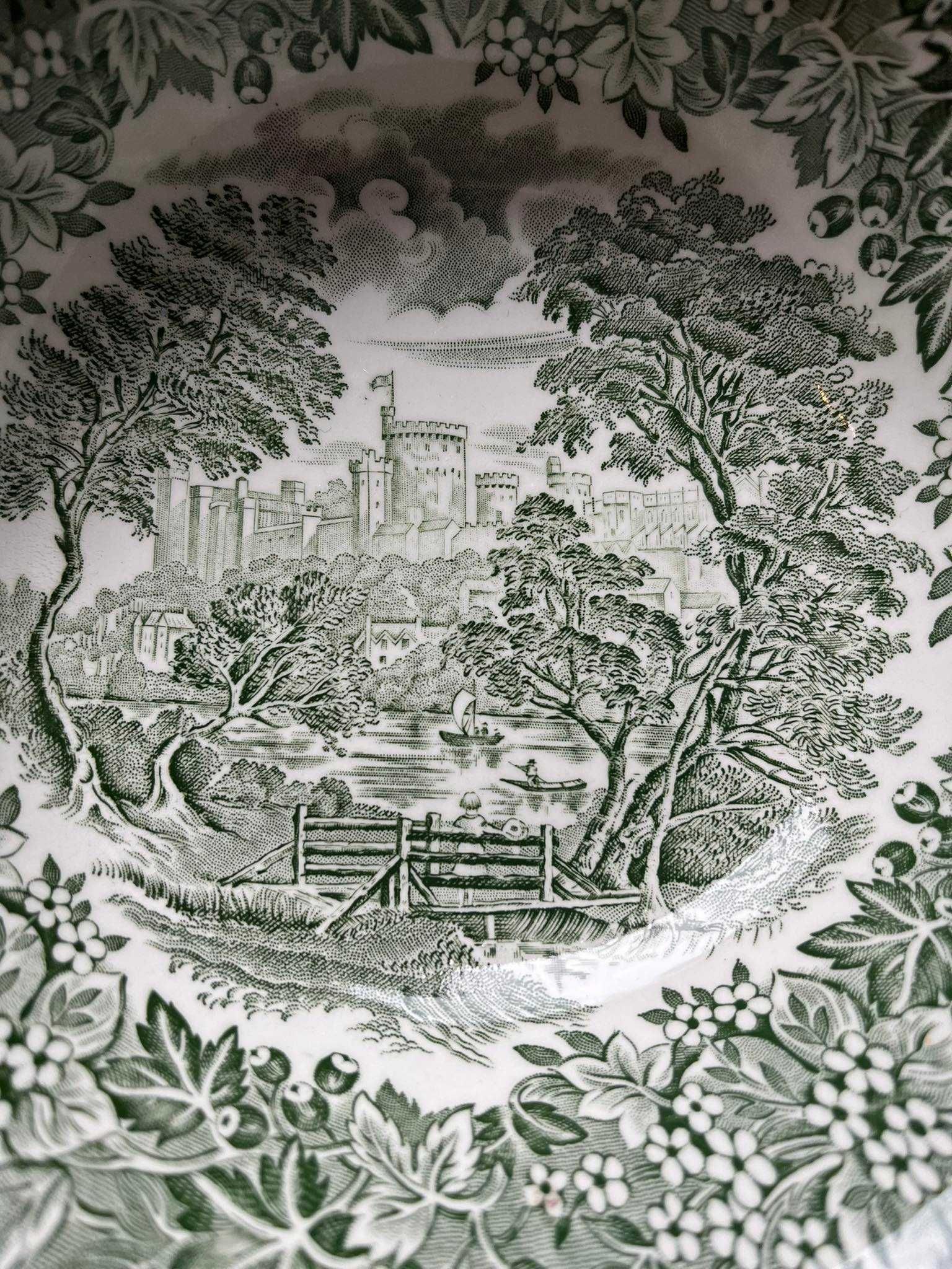 Misa angielska ceramika Ironstone Staffordshire zielona wieś