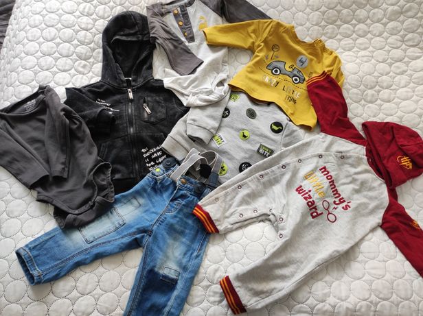 Zestaw ubrań dla niemowlaka rozm. 68 bluzy,spodnie,pajac,body,czapka