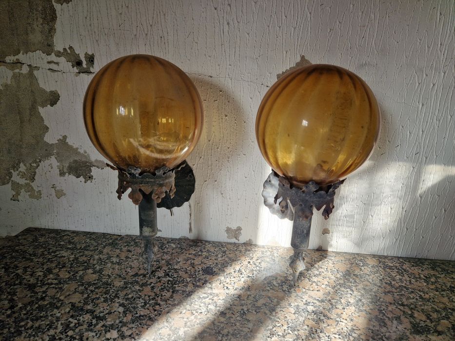 Apliques de parede com bolas de vidro anos 60/70