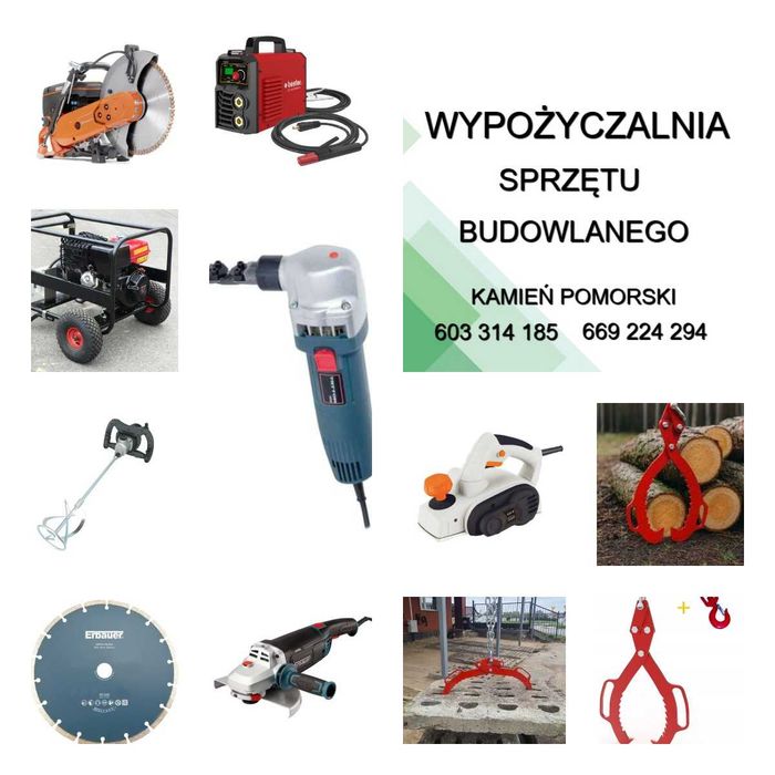 Zacieraczka do betonu. Agregat prądotwórczy. Zagęszczarka. Wynajem