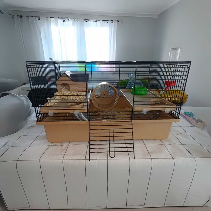 KLATKA dla chomika gryzoni NOWA beżowa domek tunele kołowrotek GRATIS