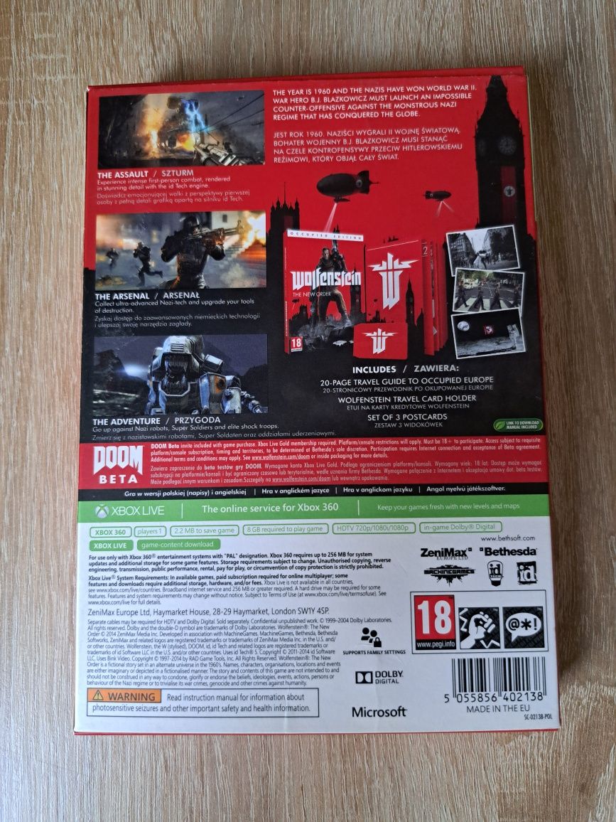Wolfenstein The New Order Occupied Edition Xbox 360 kolekcjonerska