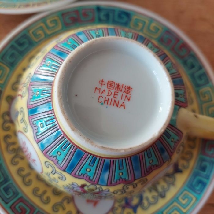 Chińska porcelana filiżanki Vintage "Mun Shou"