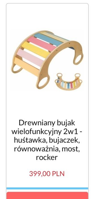 Drewniany bujak wielofunkcyjny 2w1 - huśtawka, bujaczek, równoważnia,