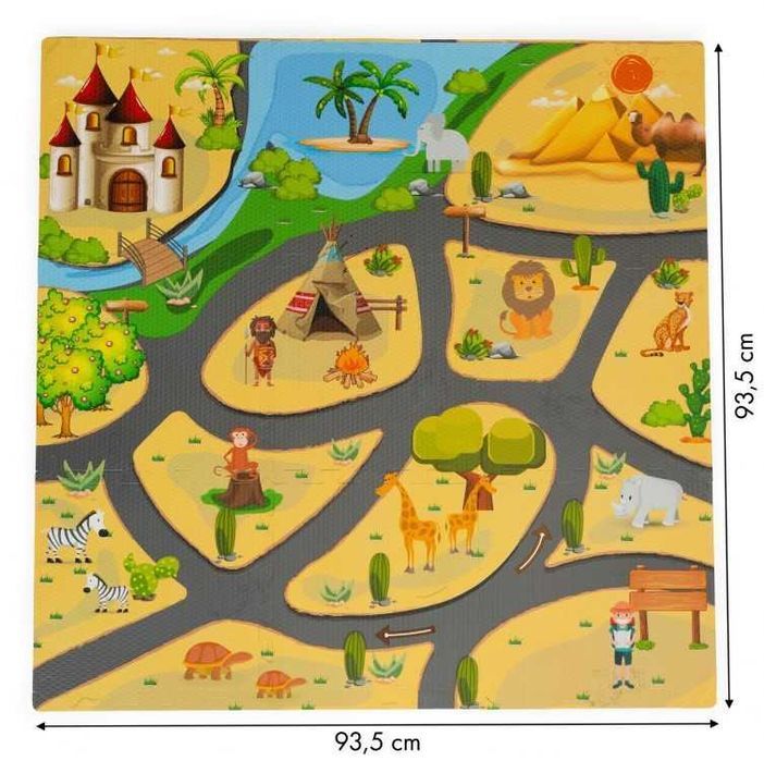 Mata piankowa dla dzieci puzzle safari 9el 93x93cm