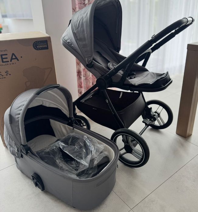 Komplet wózek Kinderkratf Nea 2w1 szary + nosidełko Cybex