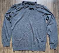 męski sweter polo Bolongaro Trevor M 100% akryl szary z otworami