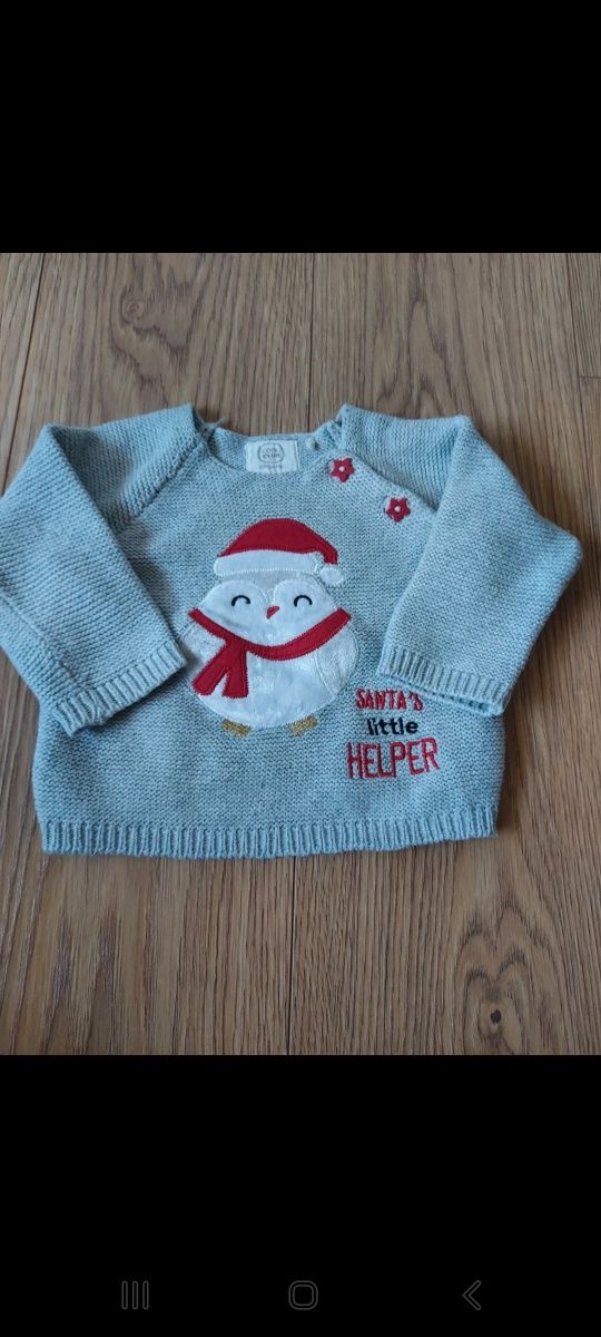 Sweterek niemowlęcy Mikołaj świąteczny na święta rozmiar 68 Smyk