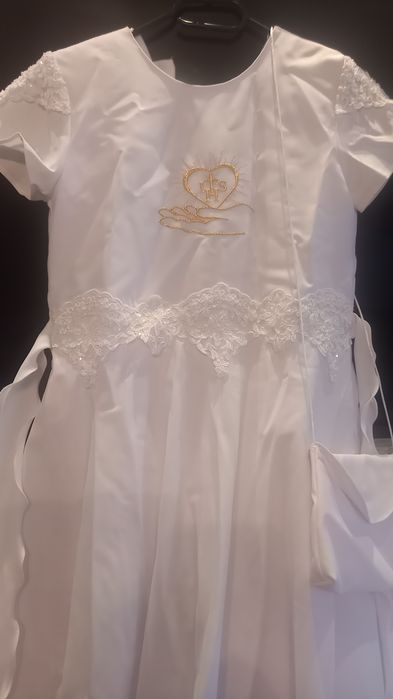 Sukienka komunijna, bolerko, torebka, wianek