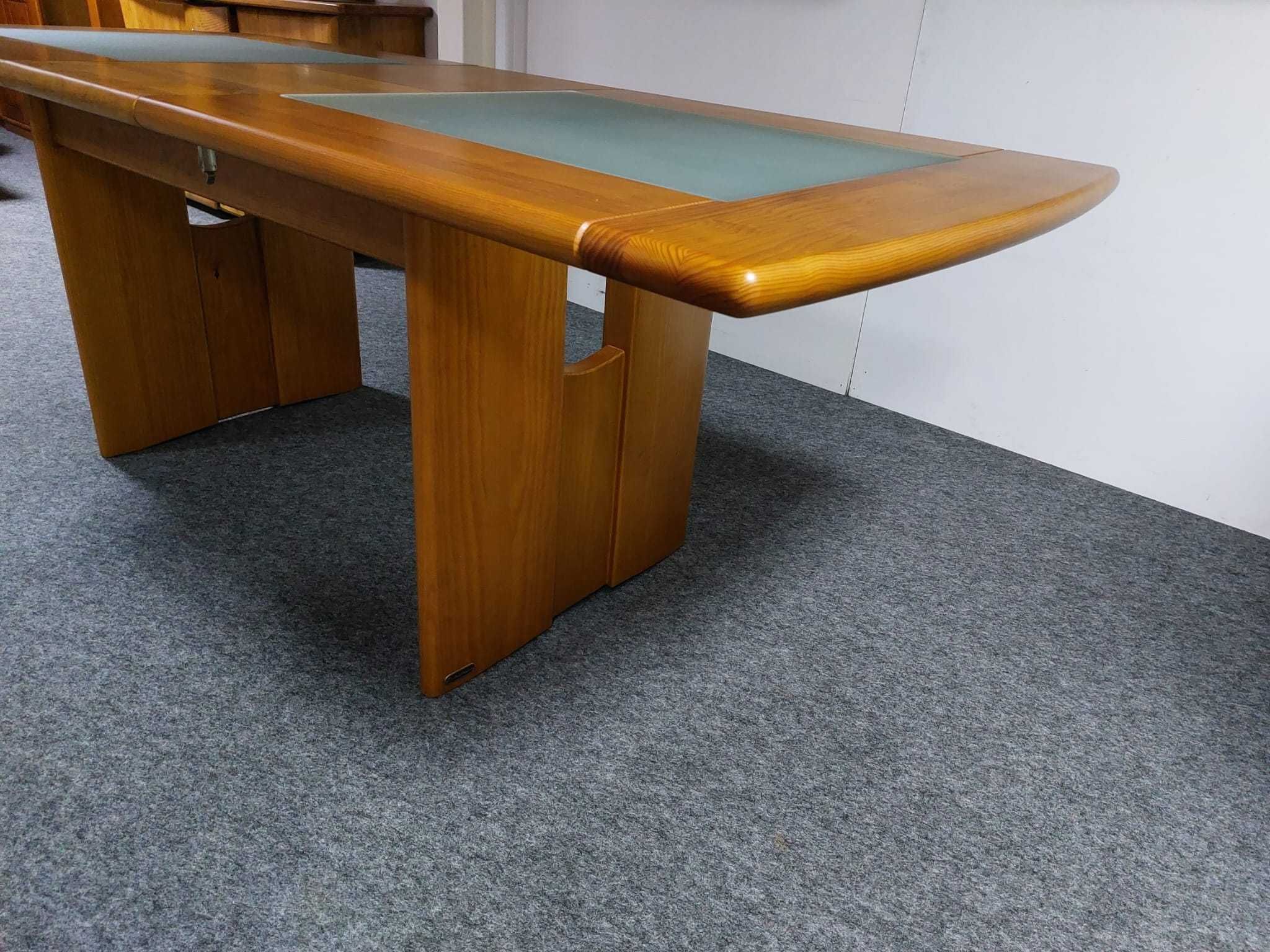 Conjunto de mesa de jantar extensível com 6 cadeiras em pinho