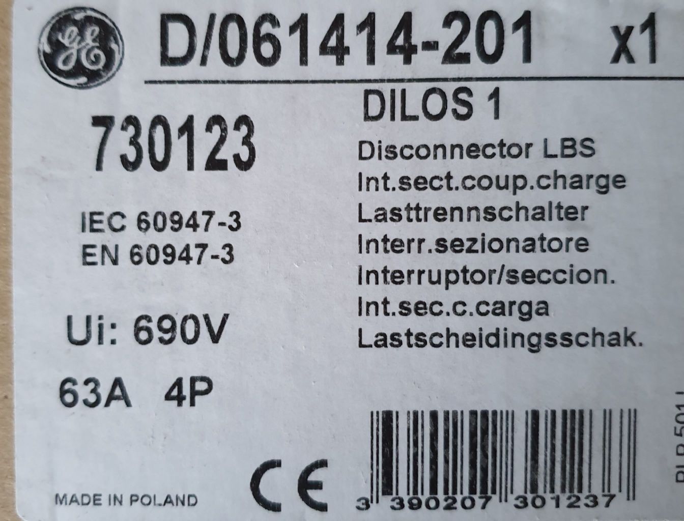 GENERAL ELECTRIC Interruptor-seccionador Dilos 1 63A 4p