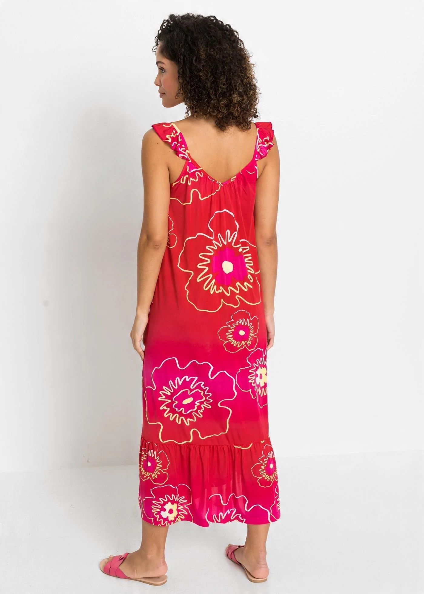 Bonprix sukienka maxi satynowa z nadrukiem ^36/38