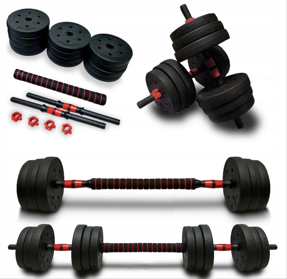 Zestaw ciężarów do ćwiczeń, hantle, sztangla, kettlebell