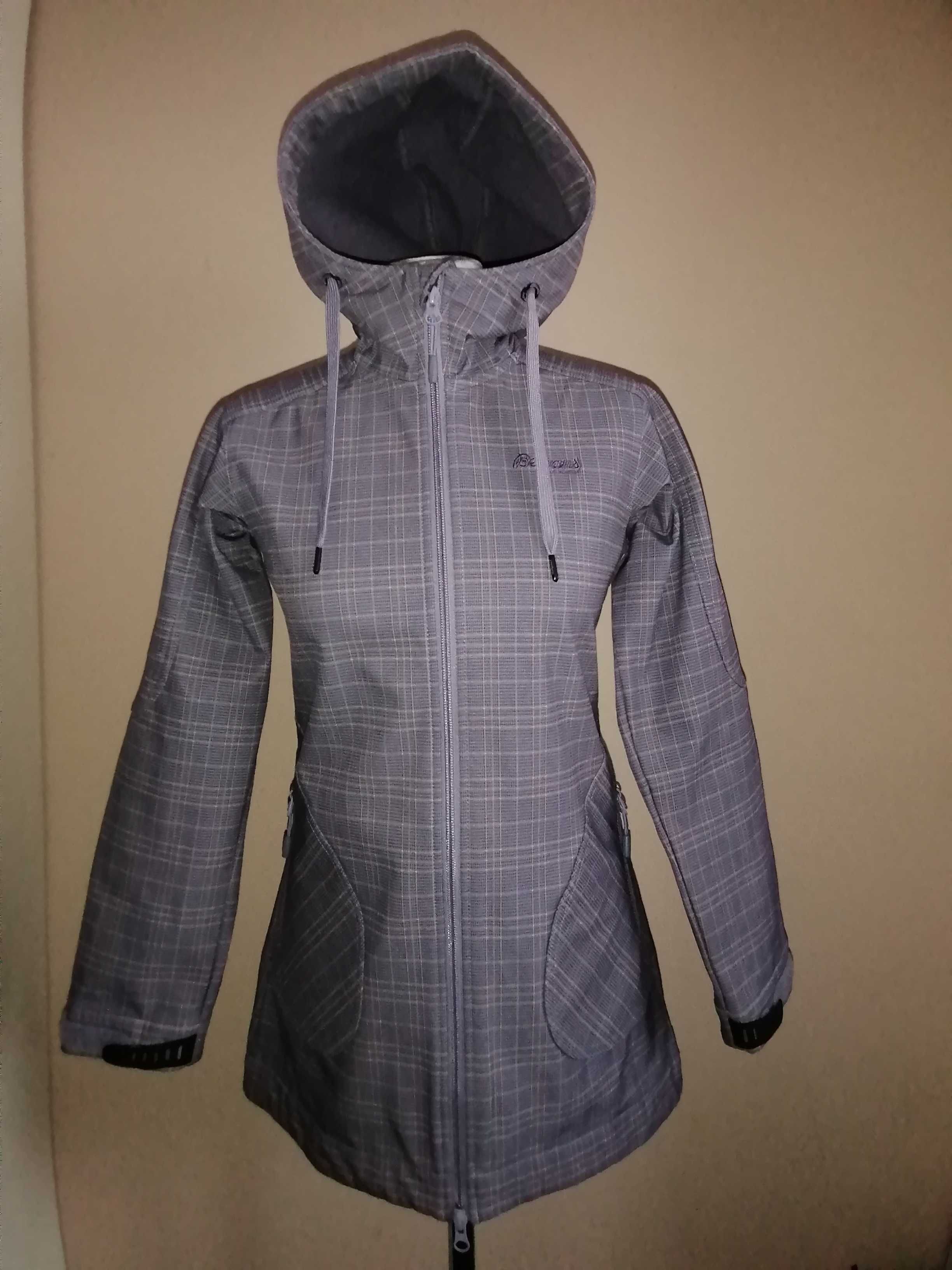 BERGANS przejściowa długa kurtka softshell z kapturem - płaszcz