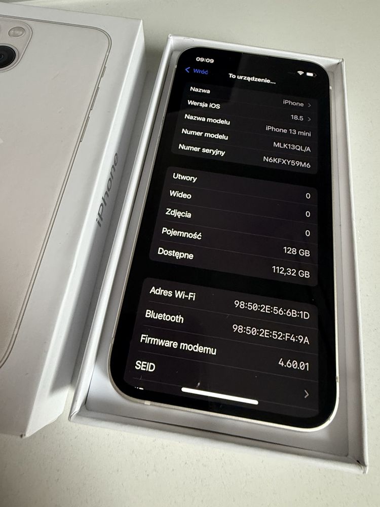 iPhone 13 mini 128gb Starlight Idealny Bateria 100%