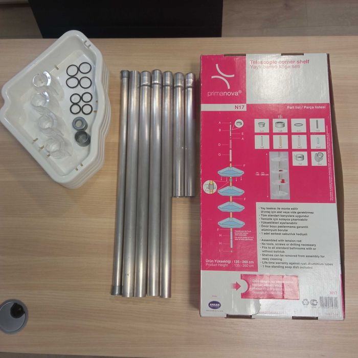 Стойка для ванны угловая с 4 пластиковыми полками