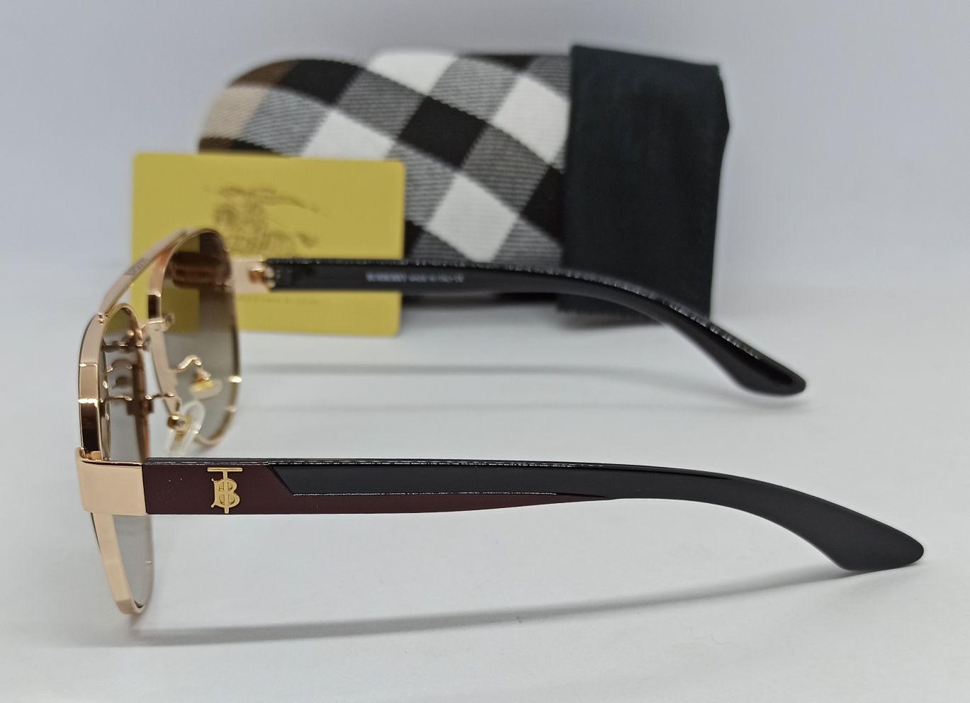 Burberry очки капли мужские коричневый градиент в золотом металле