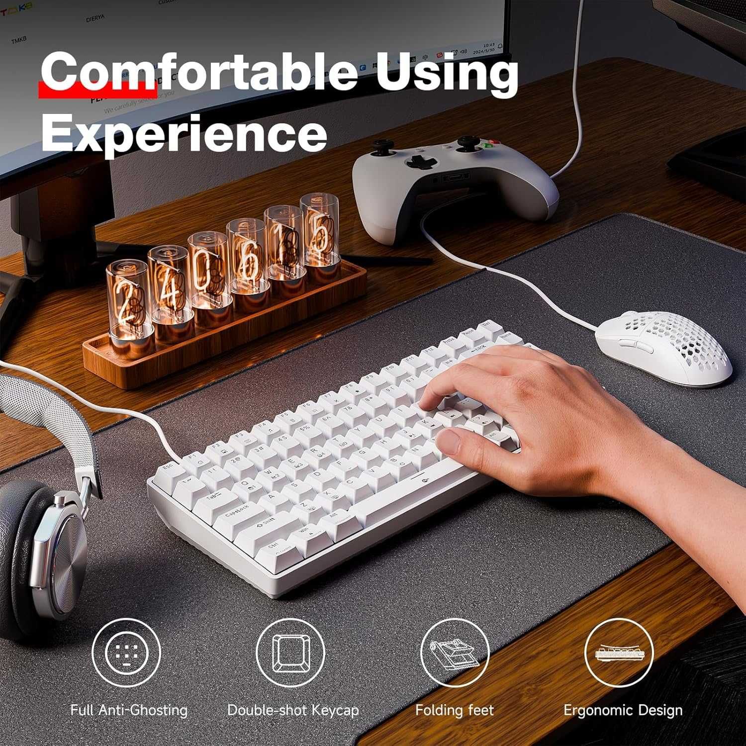 TMKB T84SE mechaniczna klawiatura gamingowa biała RED Switch