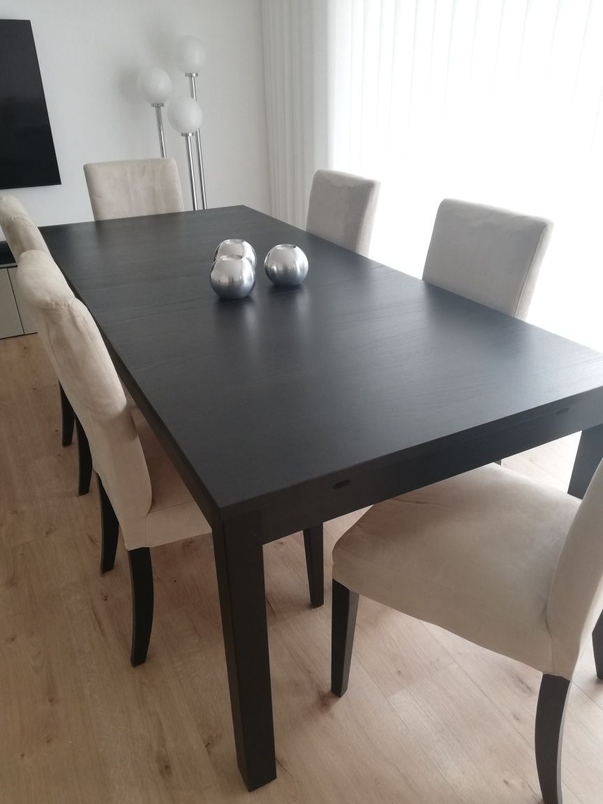 Mesa de jantar extensível, castanho escuro (95x175/217/260cm)