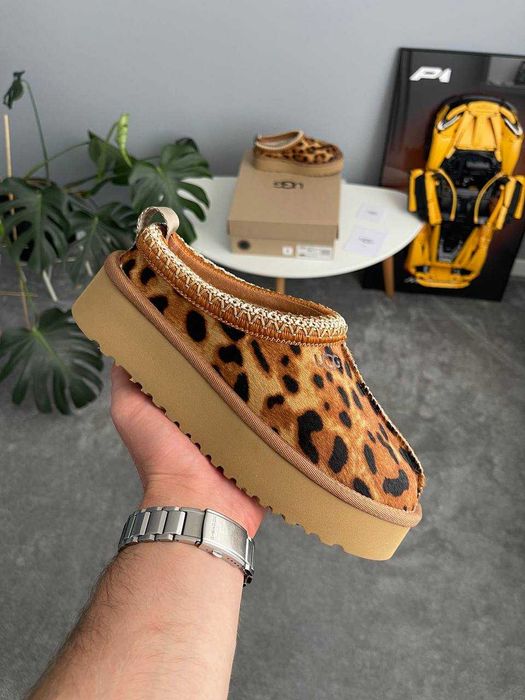 Женские тапочки UGG Tasman Platform Leopard 36-41 Натур Овчина! Топ