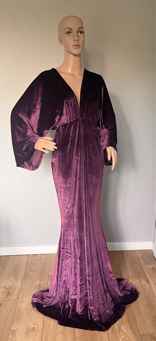 Suknia do sesji ciążowej welwetowa L fiolet