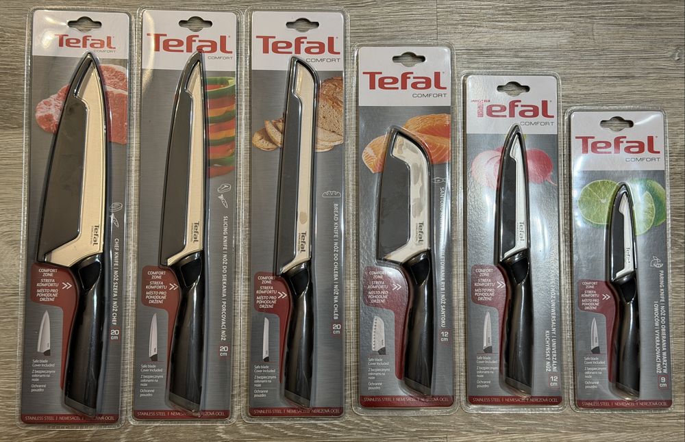 Zestaw nowych noży tefal 6szt