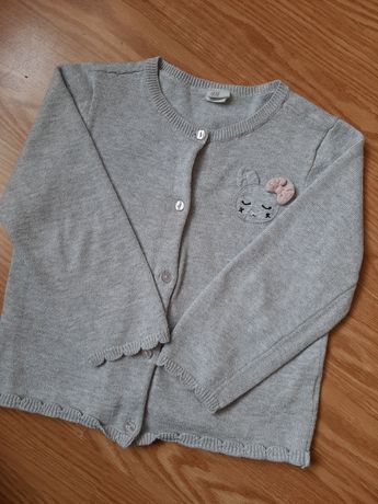 Szary sweter sweterek z błyszcząca nitką H&M 98