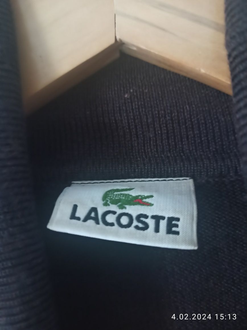 Sweter  z golfem męski Lacoste XL brązowy wełniany wełna
