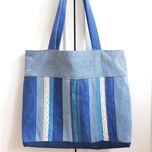Duża torba jeansowa shopperka patchwork Handmade