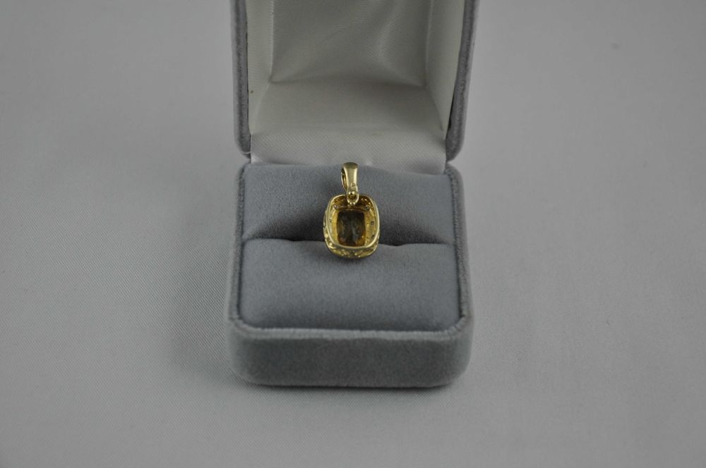 Apart złota zawieszka 14K/585 z diamentami i cytrynem