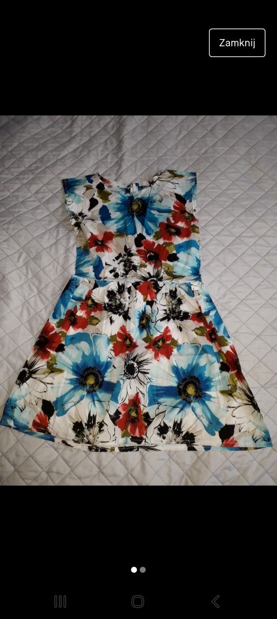 Sukienka letnia kwiaty S handmade wesele chrzest okazje
